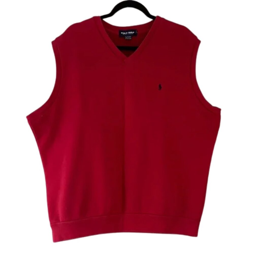 Polo by Ralph Lauren Men's V-Neck Red Sweater Vest